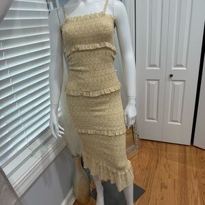 Mable Cream and Yellow Textured Dress